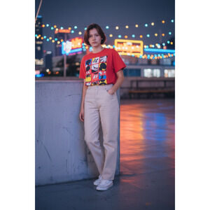 Red Disney Mickey Mouse slide puzzle Tshirt Hong Kong Disneyland Large